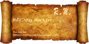 Réthy Martin névjegykártya